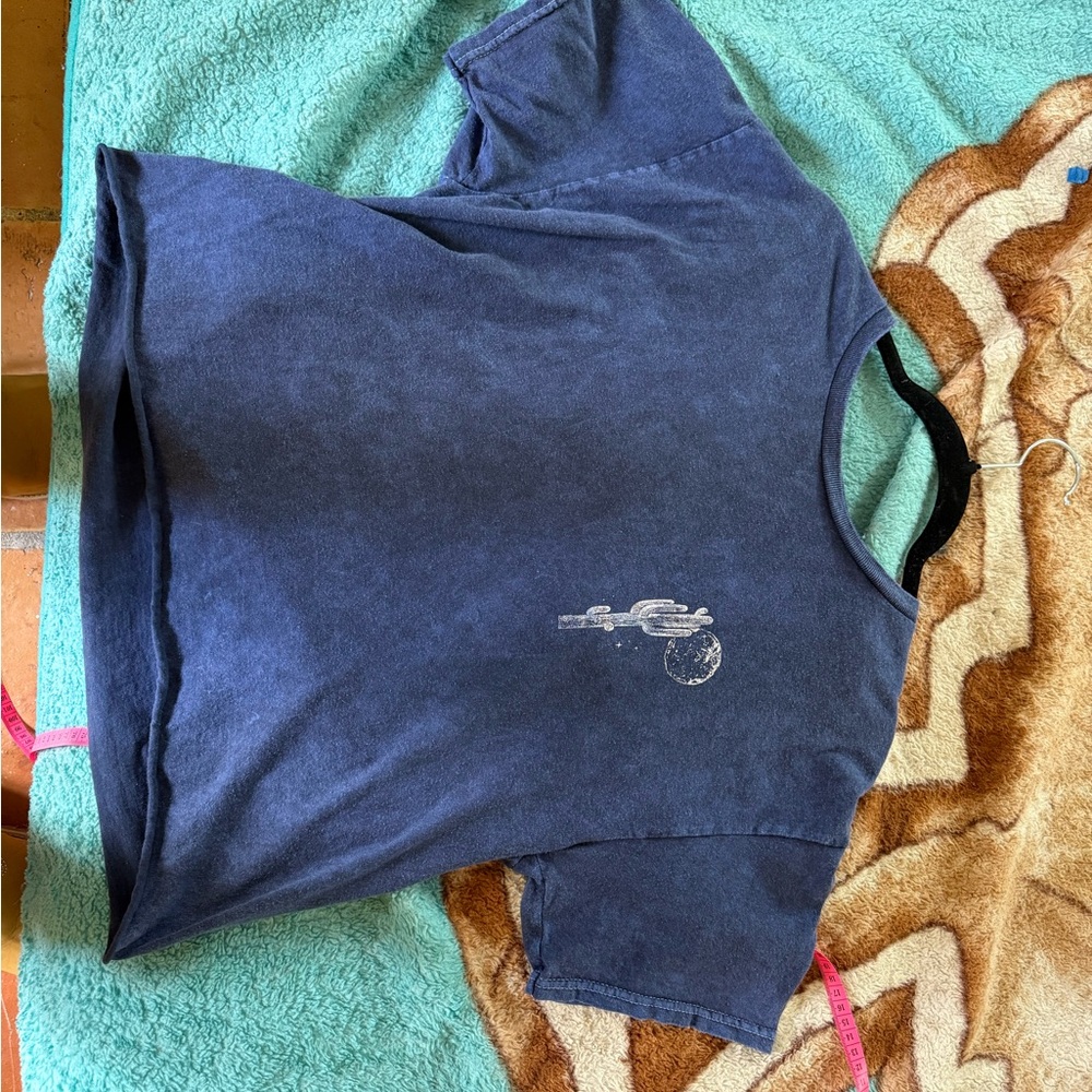 Blue Graphic T-Shirt with Cactus Design